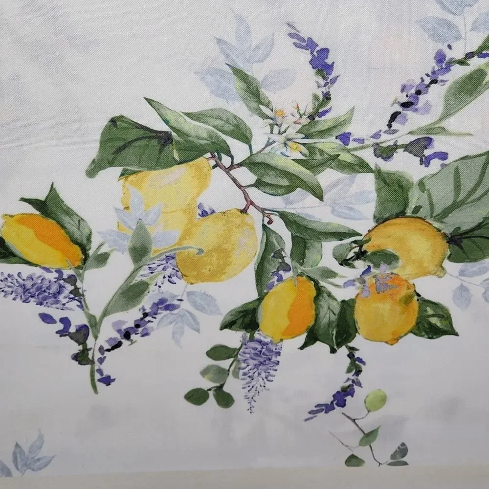 Nicole Miller Home‎ Polyester Tablecloth Lemons Flowers and Leaves 60x104 Oblong